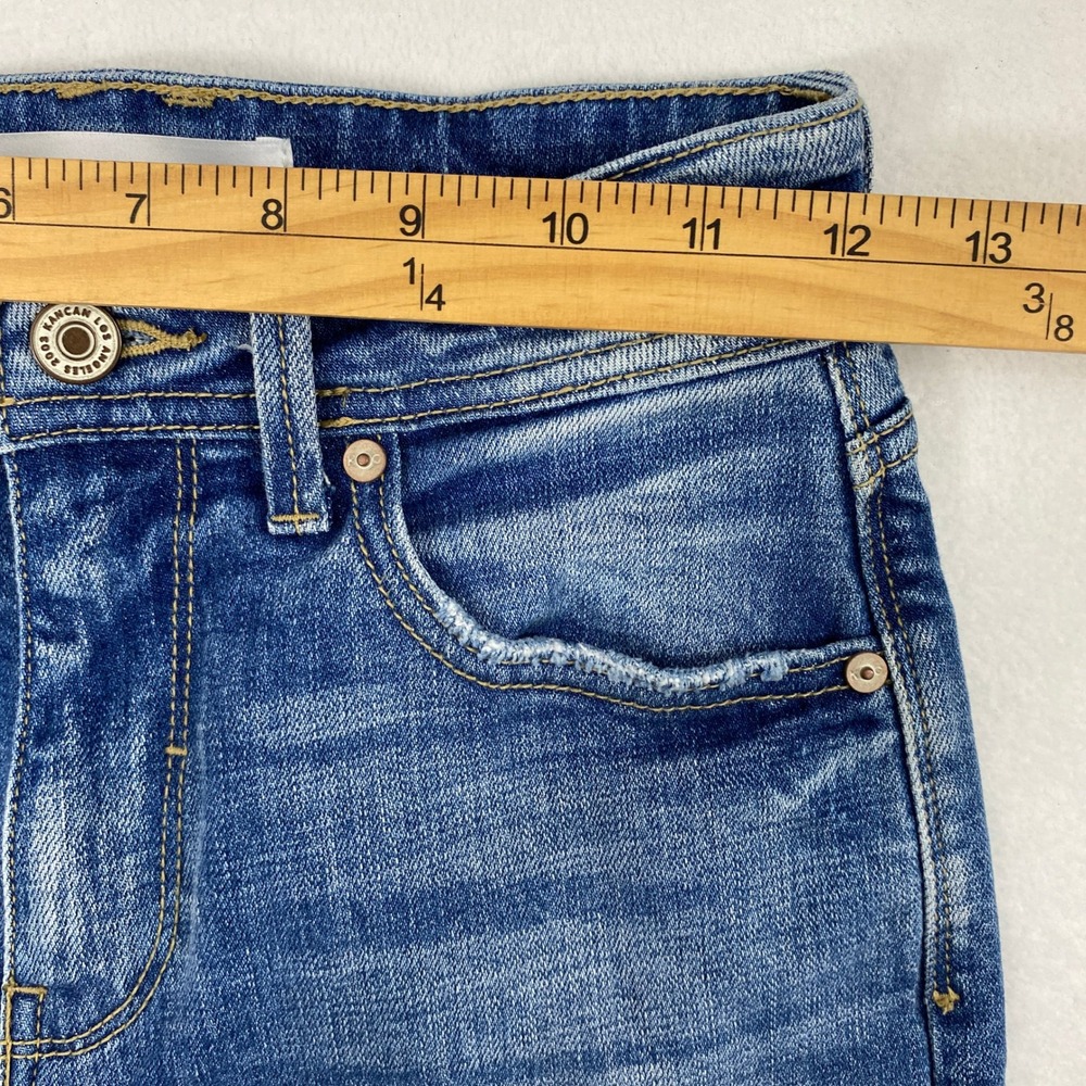 Kancan‎ Straight Jeans Junior 1 Medium Wash Denim Distress Raw Hem Pockets - Picture 7 of 12